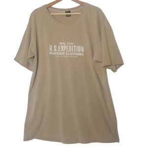 Vintage GAP US Expedition Rugged Clothing Men XL T Shirt Single Stitch Tan USA